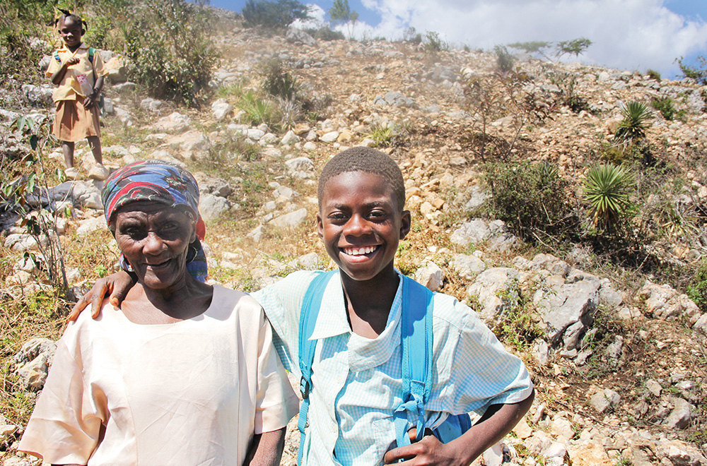 MacKenzon and his mother, Maria, on the trail that leads to and from Pin de Sucre.